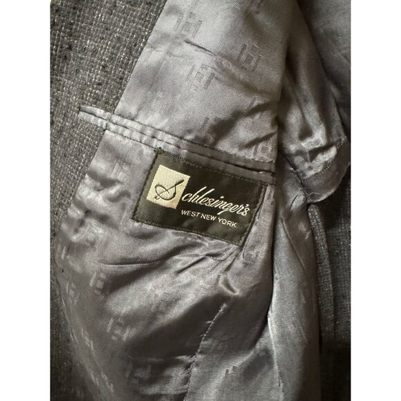 Vintage 1980s Schlesingers West New York Mens Blazer Jacket Size 40L Gray - Picture 3 of 5